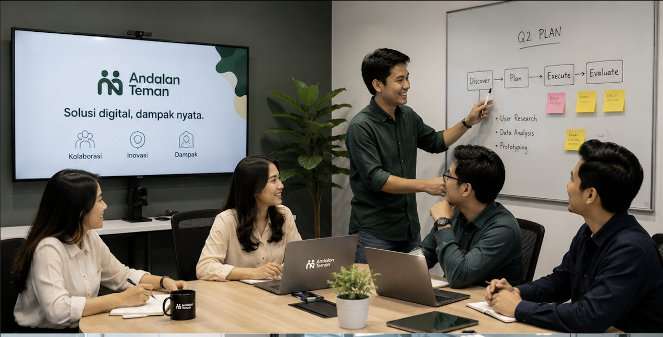Andalan Teman team presenting in a meeting