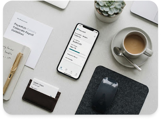 Employee reviewing withdrawals on a phone at a desk